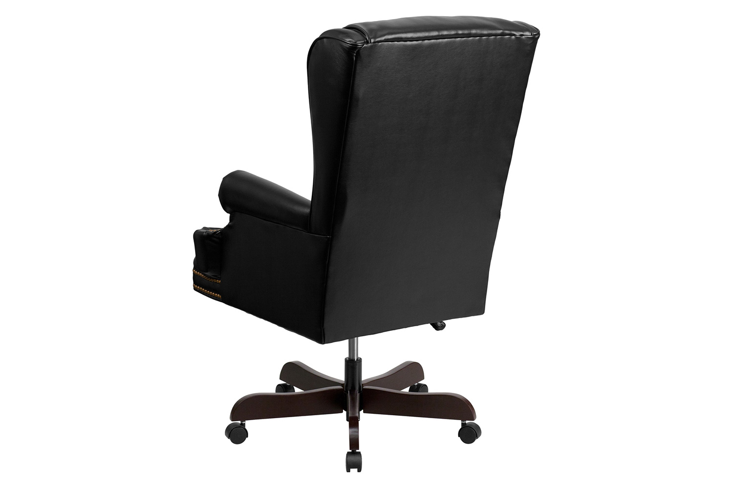 BLNK Ainslie LeatherSoft High-Back Traditional Tufted Executive Ergonomic Office Chair with Oversized Headrest and Nail Trim Arms - Black