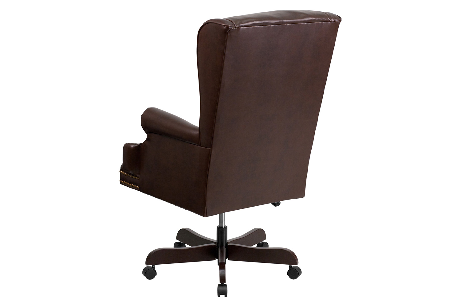 BLNK™ Ainslie LeatherSoft High-Back Traditional Tufted Executive Ergonomic Office Chair with Oversized Headrest and Nail Trim Arms - Brown