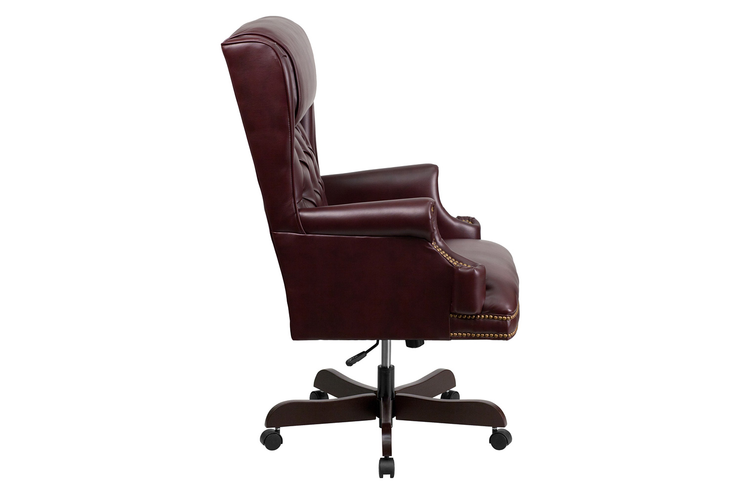 BLNK™ Ainslie LeatherSoft High-Back Traditional Tufted Executive Ergonomic Office Chair with Oversized Headrest and Nail Trim Arms - Burgundy