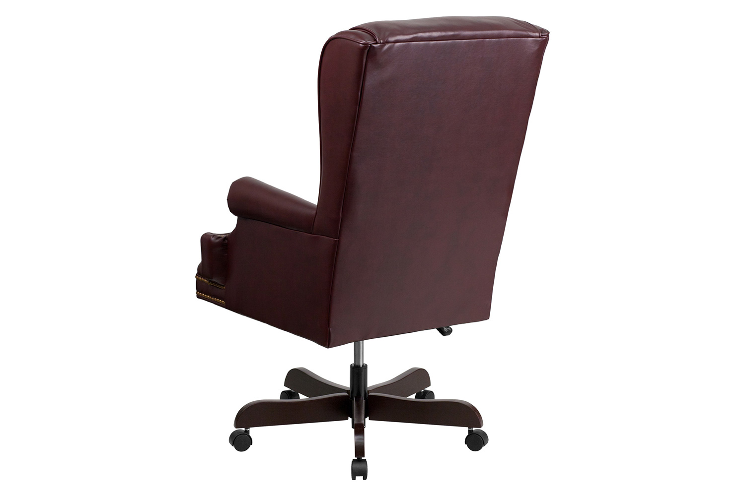 BLNK™ Ainslie LeatherSoft High-Back Traditional Tufted Executive Ergonomic Office Chair with Oversized Headrest and Nail Trim Arms - Burgundy