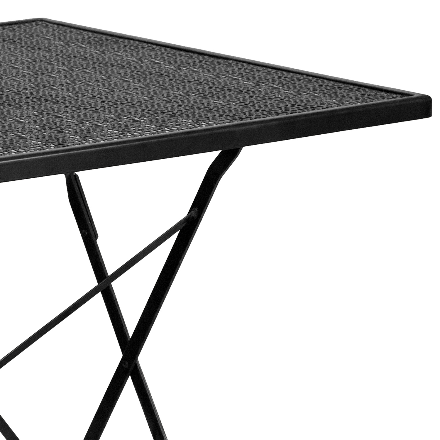 BLNK Oia Commercial Square Steel Indoor-Outdoor Folding Patio Table - Black, 28"W