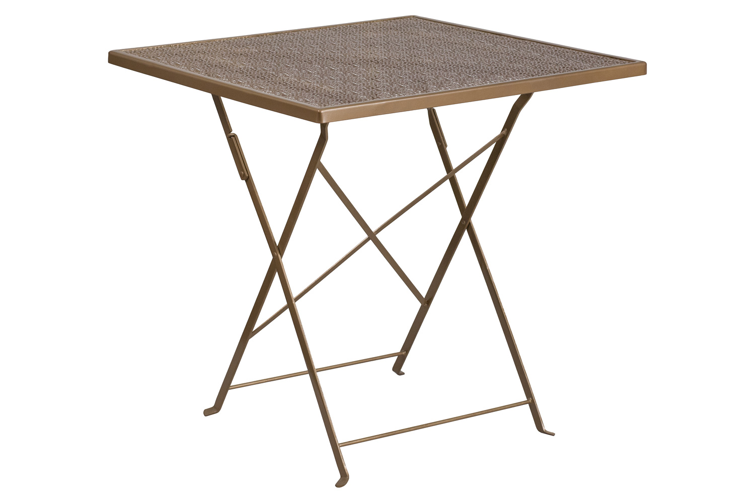 BLNK Oia Commercial Square Steel Indoor-Outdoor Folding Patio Table - Gold, 28"W