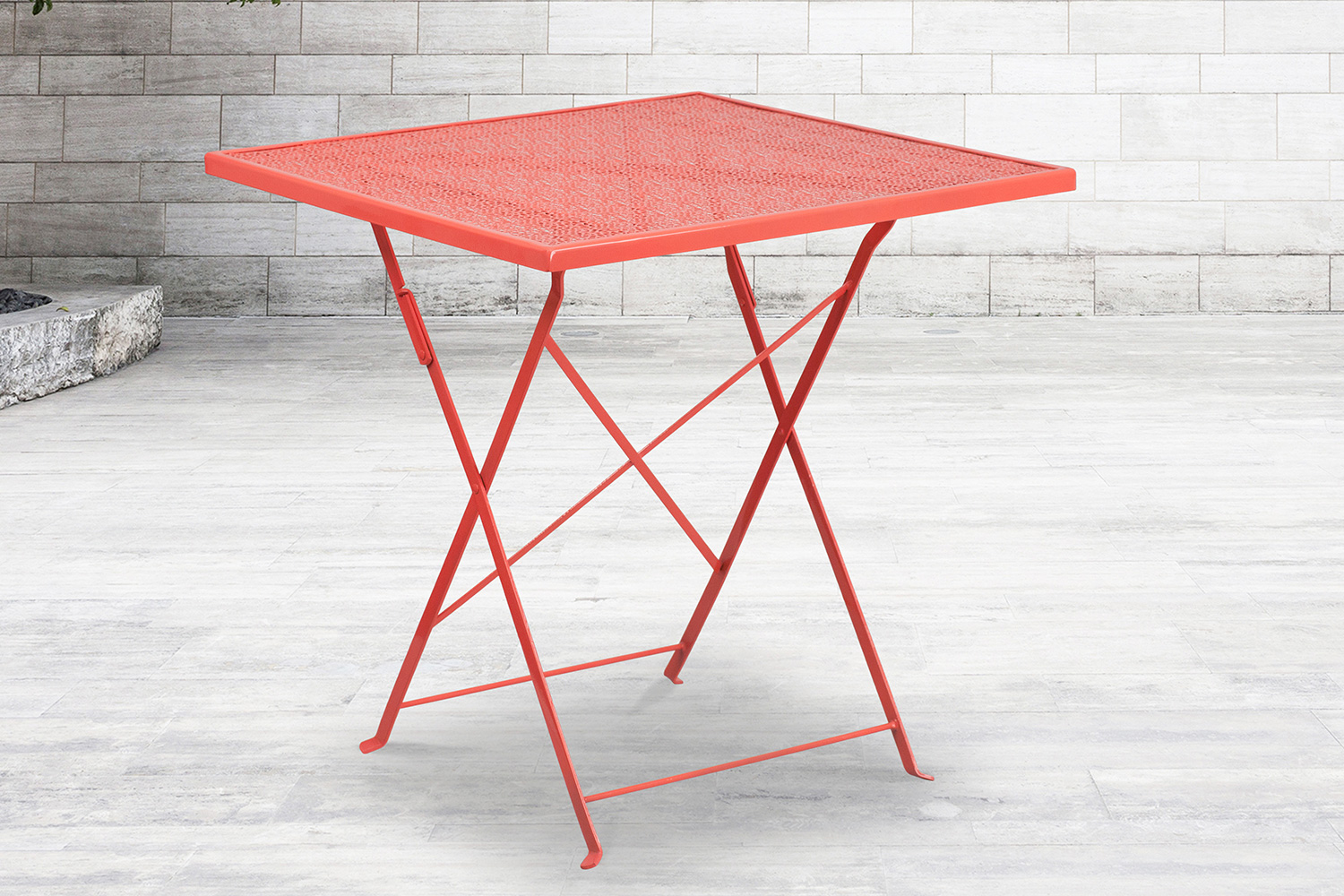 BLNK Oia Commercial Square Steel Indoor-Outdoor Folding Patio Table