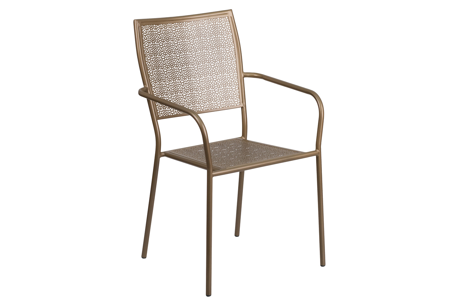 BLNK Oia Commercial Steel Indoor-Outdoor Patio Arm Chair with Square Back