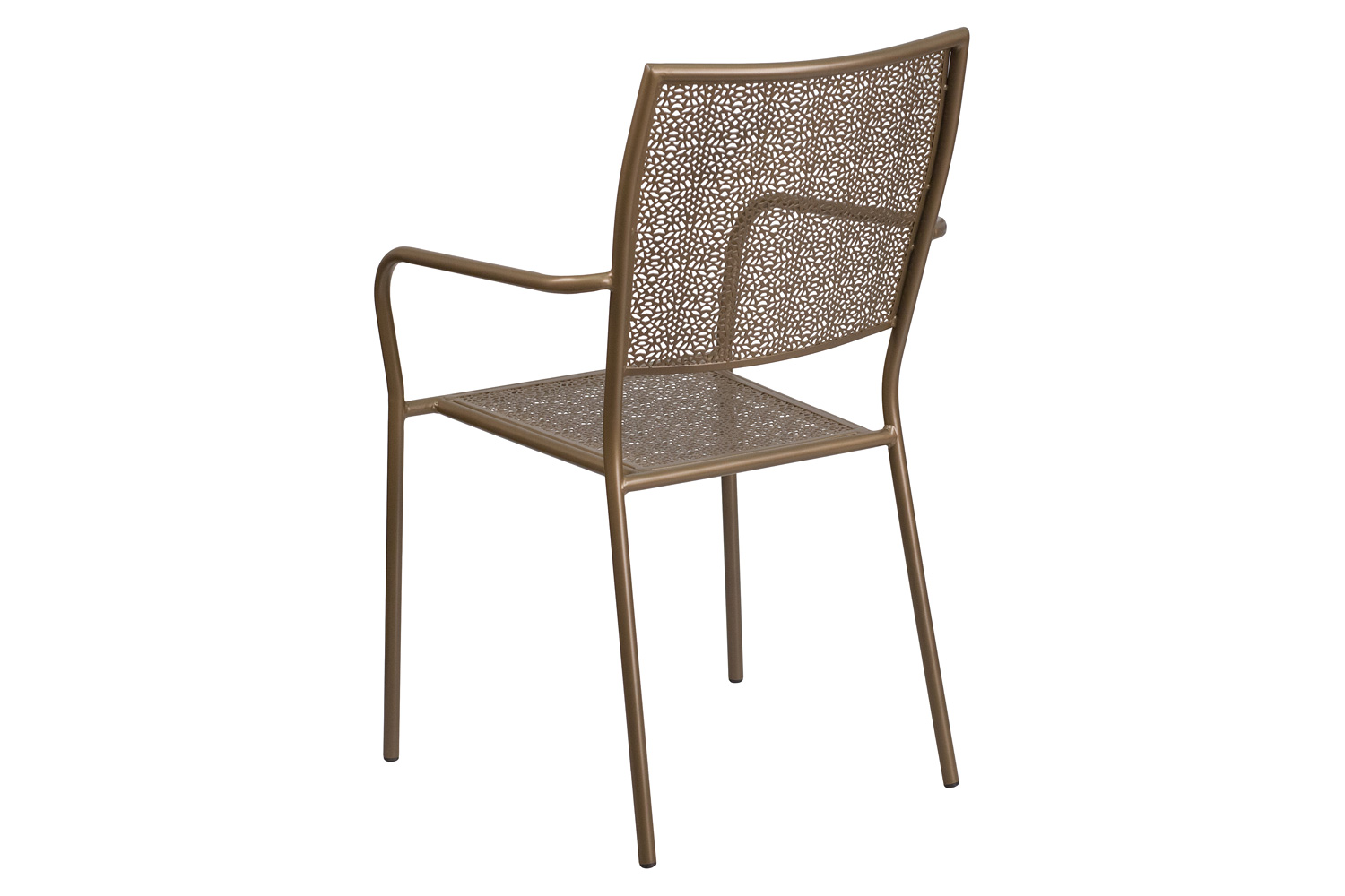 BLNK Oia Commercial Steel Indoor-Outdoor Patio Arm Chair with Square Back - Gold