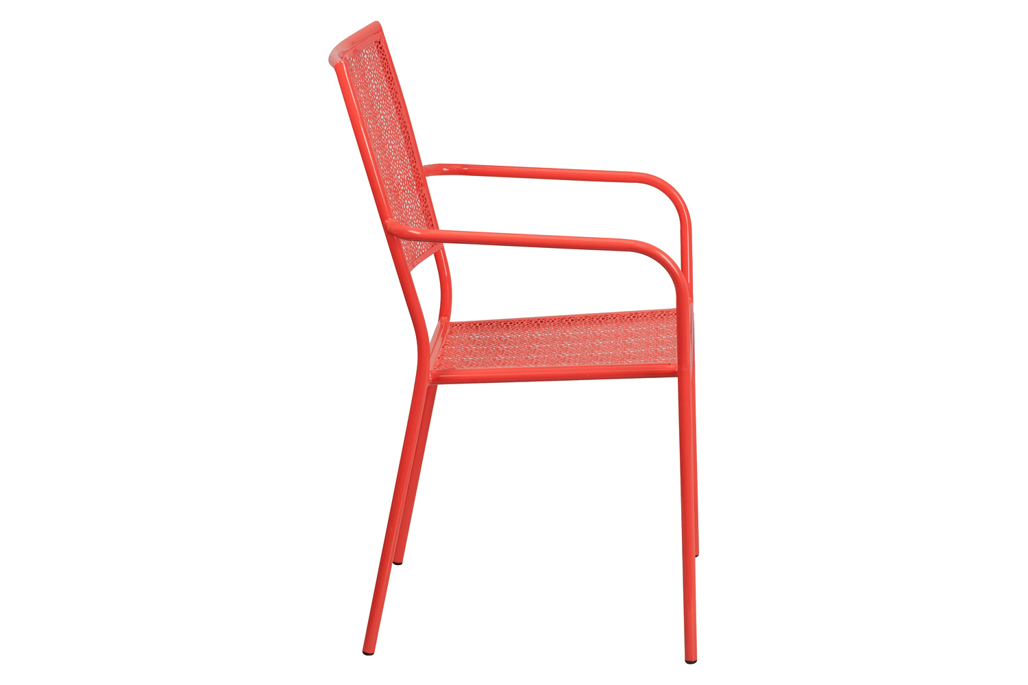 BLNK Oia Commercial Steel Indoor-Outdoor Patio Arm Chair with Square Back - Coral