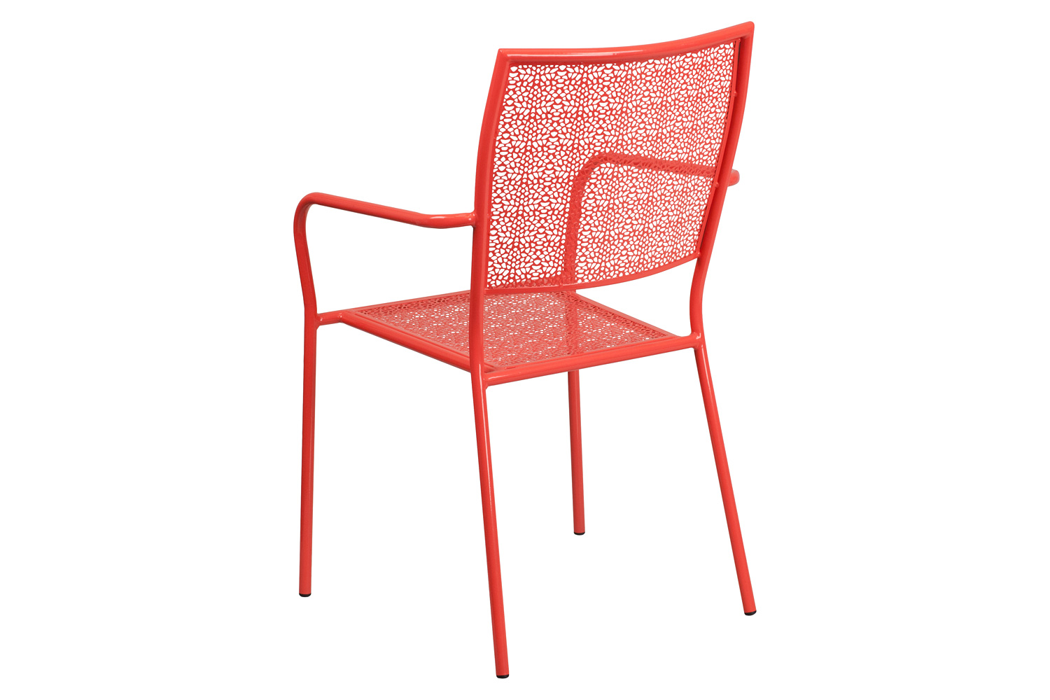 BLNK Oia Commercial Steel Indoor-Outdoor Patio Arm Chair with Square Back - Coral