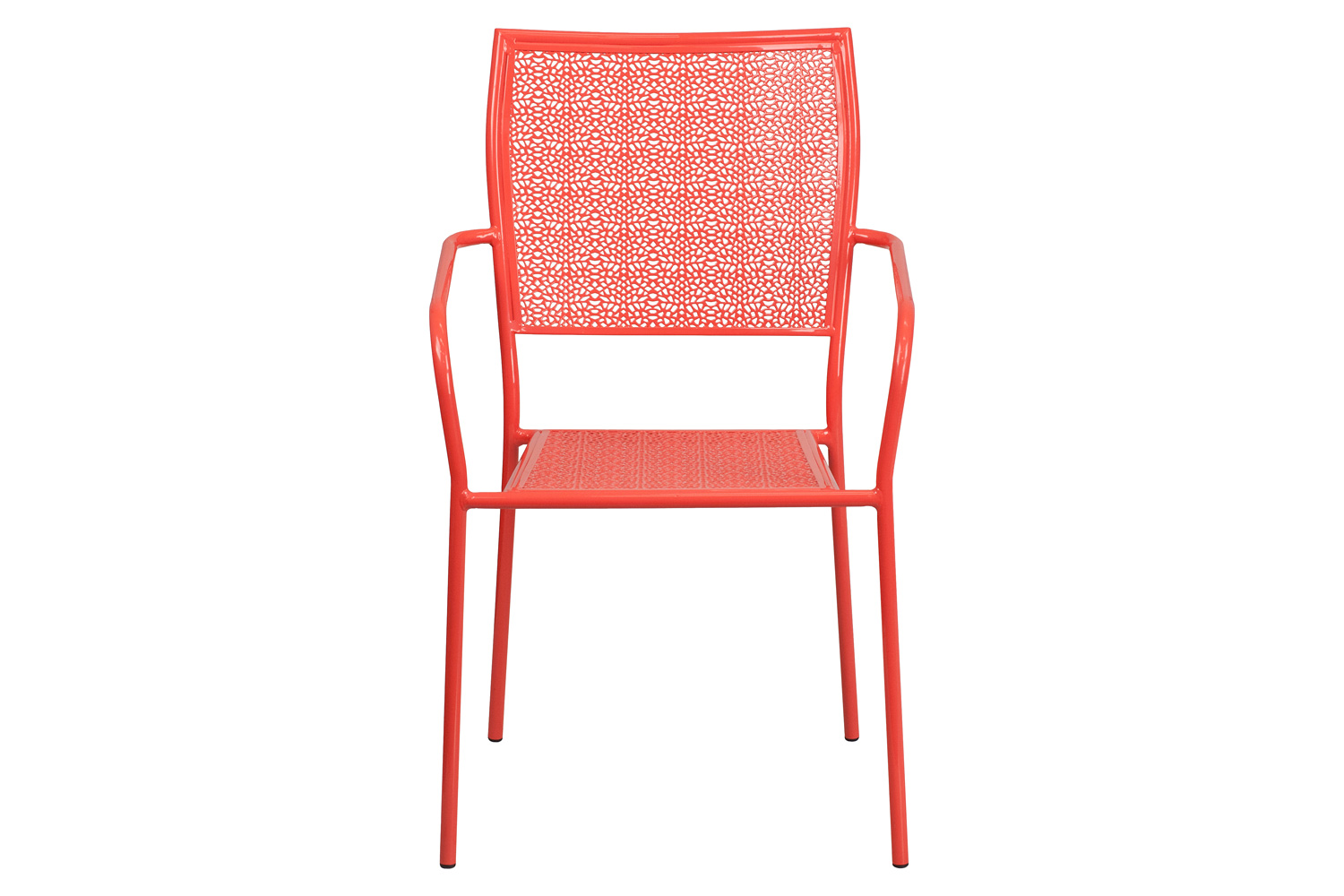 BLNK Oia Commercial Steel Indoor-Outdoor Patio Arm Chair with Square Back - Coral