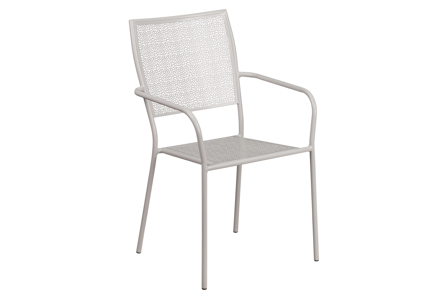 BLNK Oia Commercial Steel Indoor-Outdoor Patio Arm Chair with Square Back - Light Gray