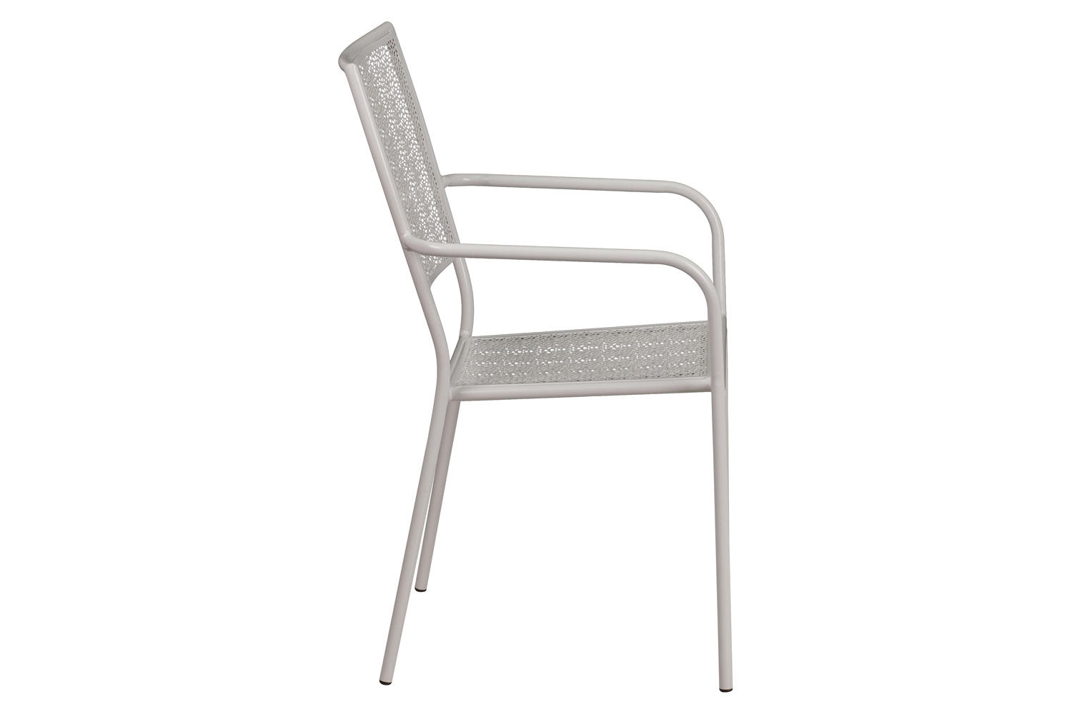 BLNK Oia Commercial Steel Indoor-Outdoor Patio Arm Chair with Square Back - Light Gray