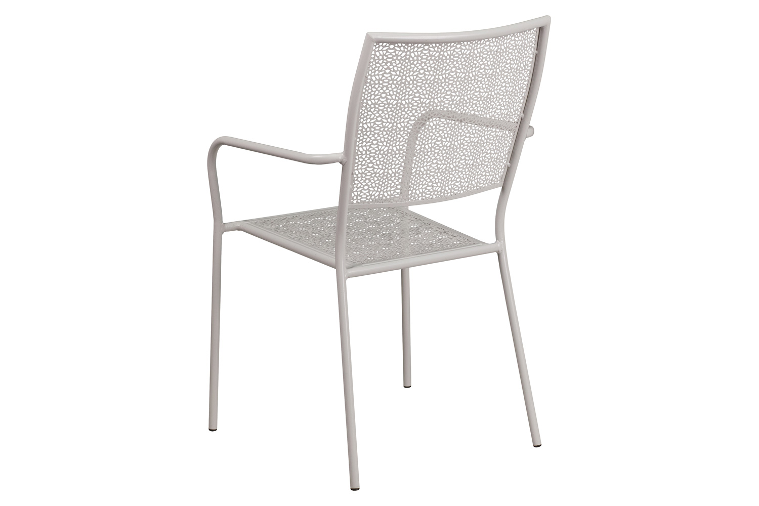 BLNK Oia Commercial Steel Indoor-Outdoor Patio Arm Chair with Square Back - Light Gray