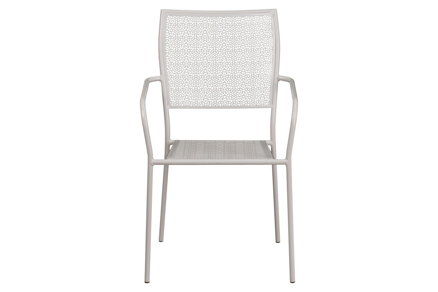 BLNK Oia Commercial Steel Indoor-Outdoor Patio Arm Chair with Square Back - Light Gray