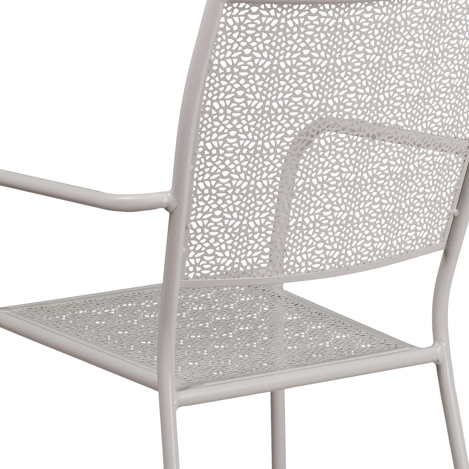 BLNK Oia Commercial Steel Indoor-Outdoor Patio Arm Chair with Square Back - Light Gray