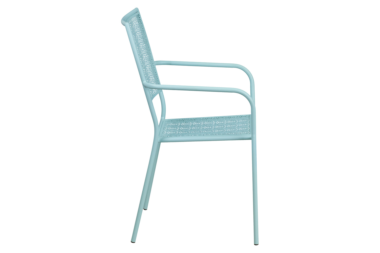 BLNK Oia Commercial Steel Indoor-Outdoor Patio Arm Chair with Square Back - Sky Blue