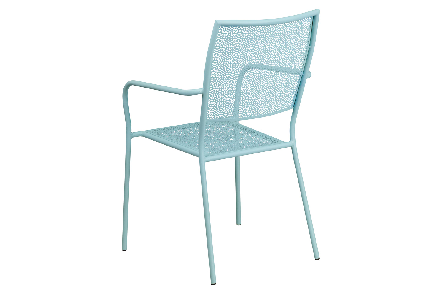 BLNK Oia Commercial Steel Indoor-Outdoor Patio Arm Chair with Square Back - Sky Blue