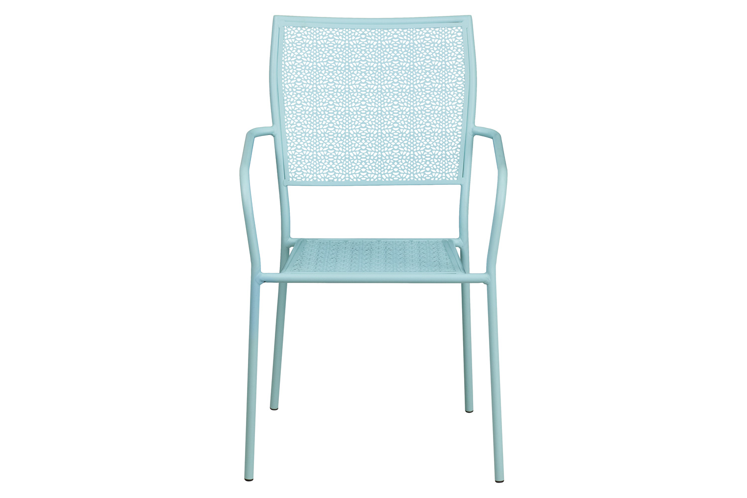 BLNK Oia Commercial Steel Indoor-Outdoor Patio Arm Chair with Square Back - Sky Blue