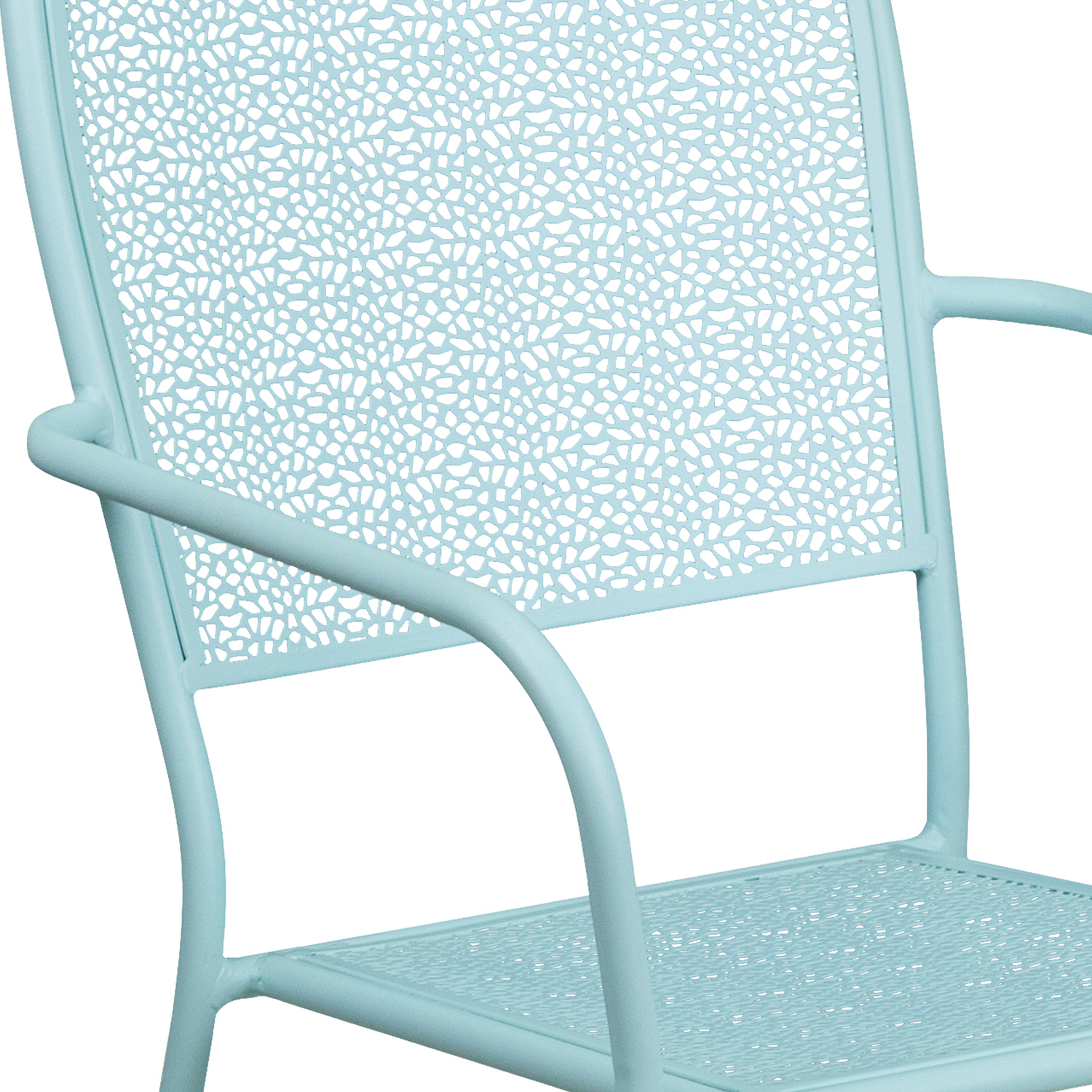 BLNK Oia Commercial Steel Indoor-Outdoor Patio Arm Chair with Square Back - Sky Blue