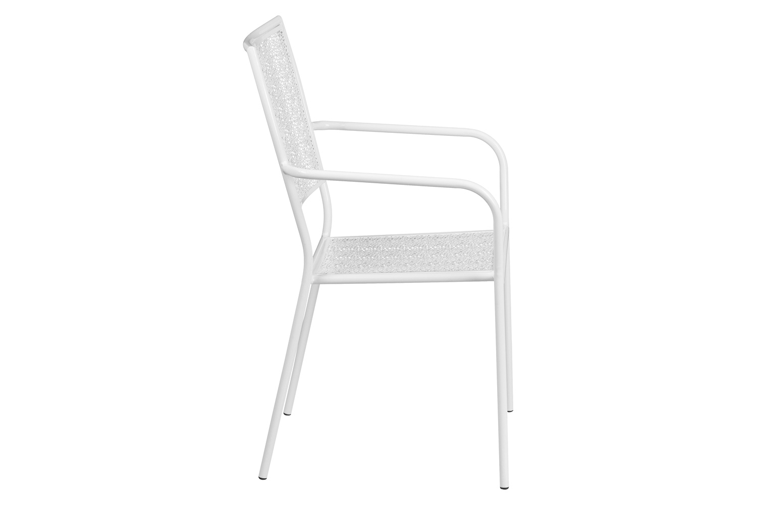 BLNK Oia Commercial Steel Indoor-Outdoor Patio Arm Chair with Square Back - White