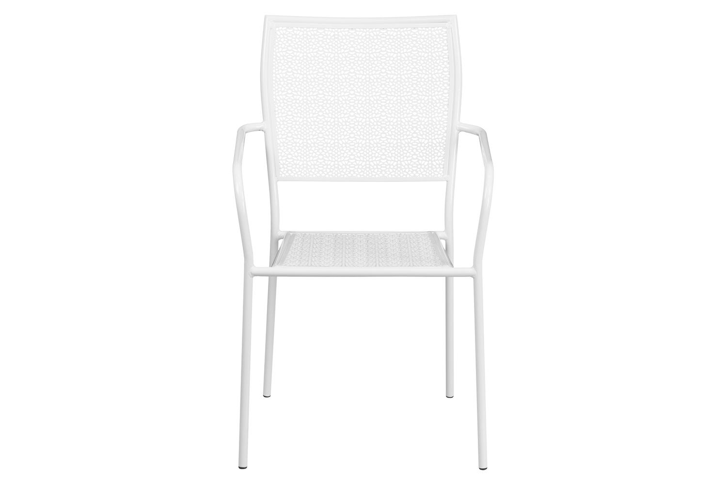 BLNK Oia Commercial Steel Indoor-Outdoor Patio Arm Chair with Square Back - White