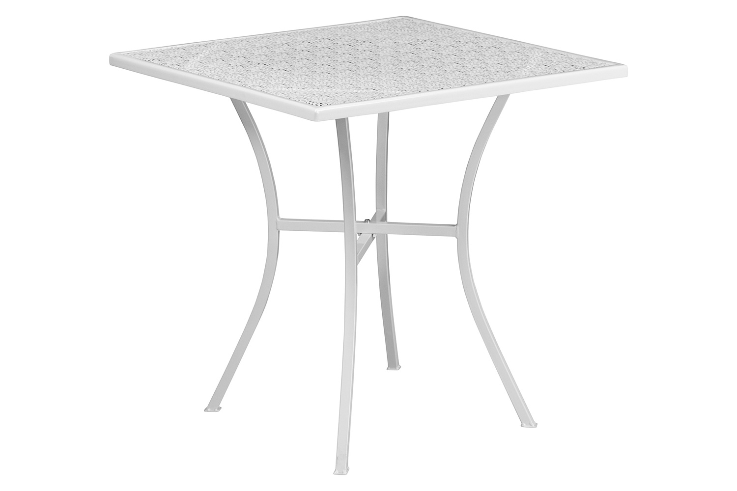 BLNK Oia Commercial Square Steel Indoor-Outdoor Patio Table Set with 2 Square Back Chairs - White, 28"W