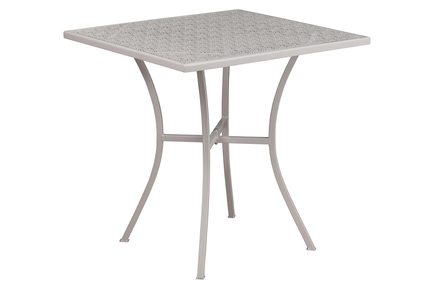 BLNK Oia Commercial Steel Indoor-Outdoor Patio Table Set with 2 Round Back Chairs - Light Gray, 28"W