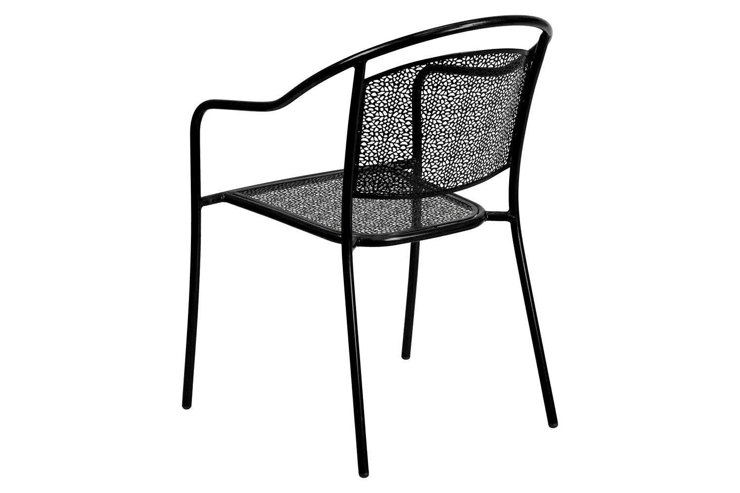 BLNK Oia Commercial Steel Indoor-Outdoor Patio Arm Chair with Round Back - Black