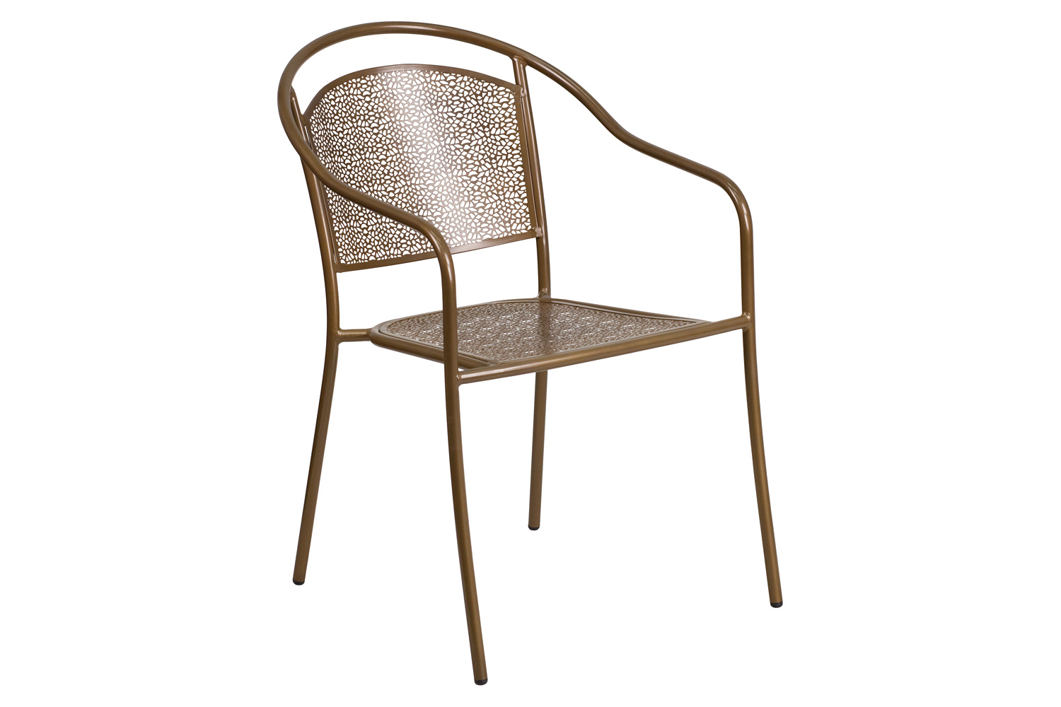 BLNK Oia Commercial Steel Indoor-Outdoor Patio Arm Chair with Round Back - Gold