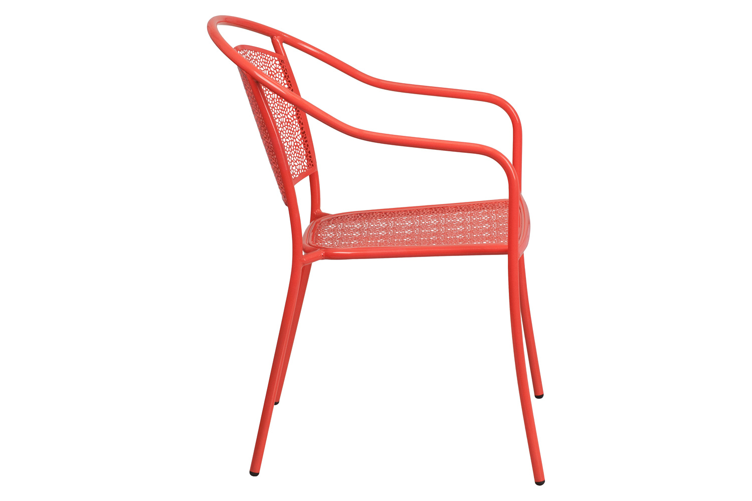 BLNK Oia Commercial Steel Indoor-Outdoor Patio Arm Chair with Round Back - Coral