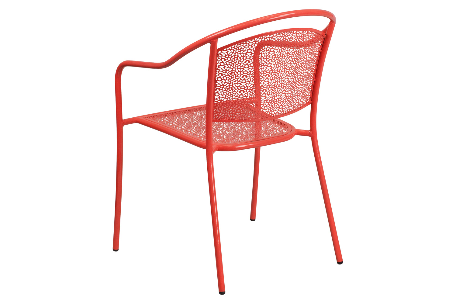 BLNK Oia Commercial Steel Indoor-Outdoor Patio Arm Chair with Round Back - Coral