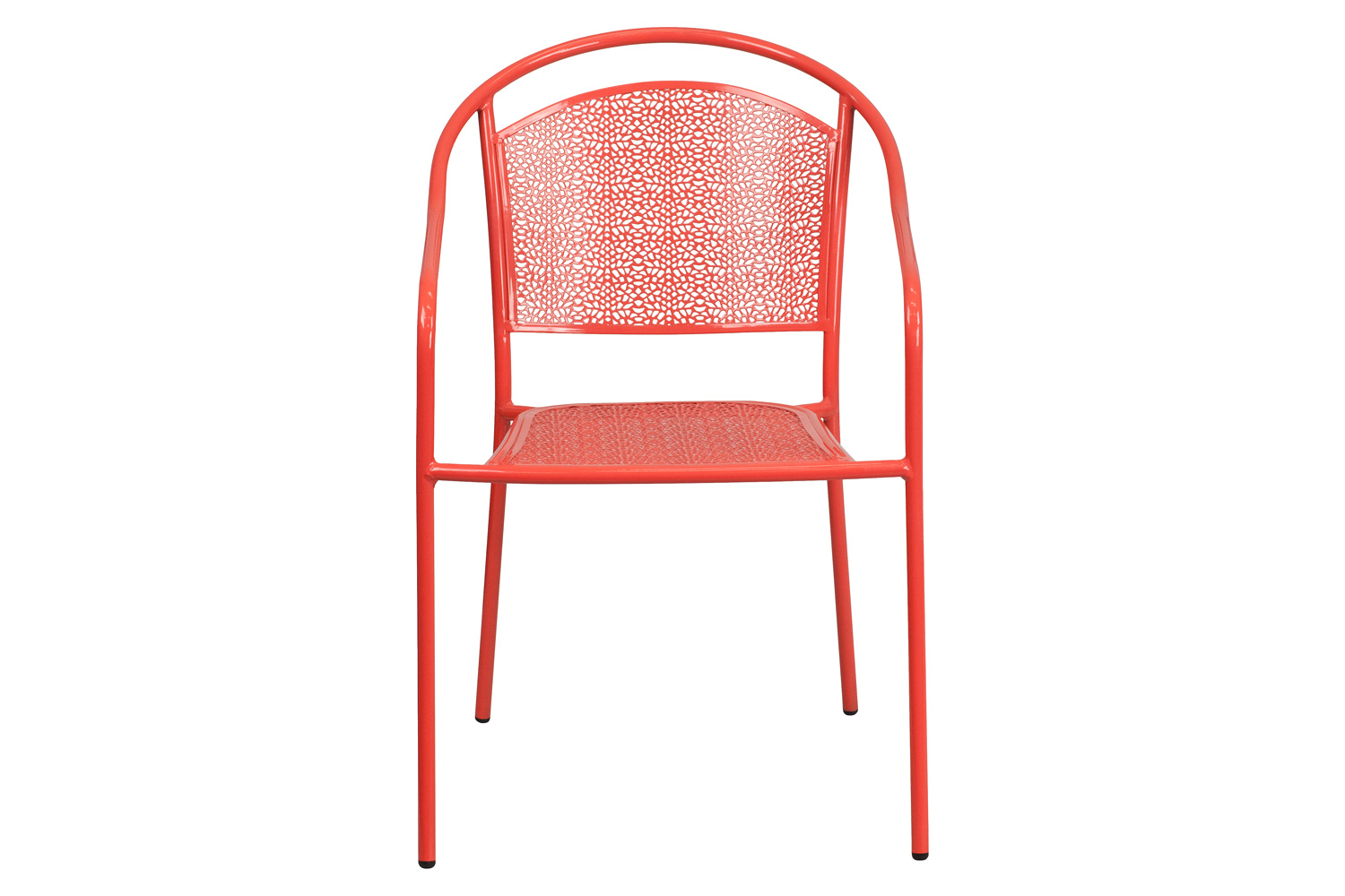 BLNK Oia Commercial Steel Indoor-Outdoor Patio Arm Chair with Round Back - Coral