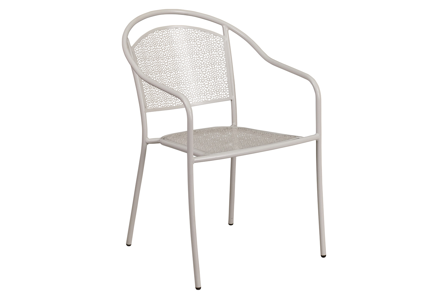 BLNK Oia Commercial Steel Indoor-Outdoor Patio Arm Chair with Round Back - Light Gray