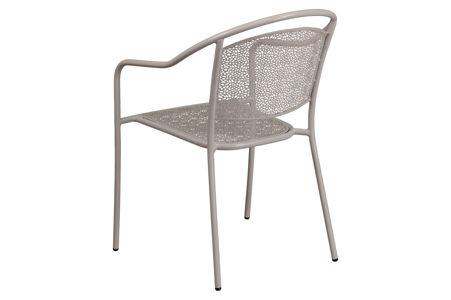 BLNK Oia Commercial Steel Indoor-Outdoor Patio Arm Chair with Round Back - Light Gray