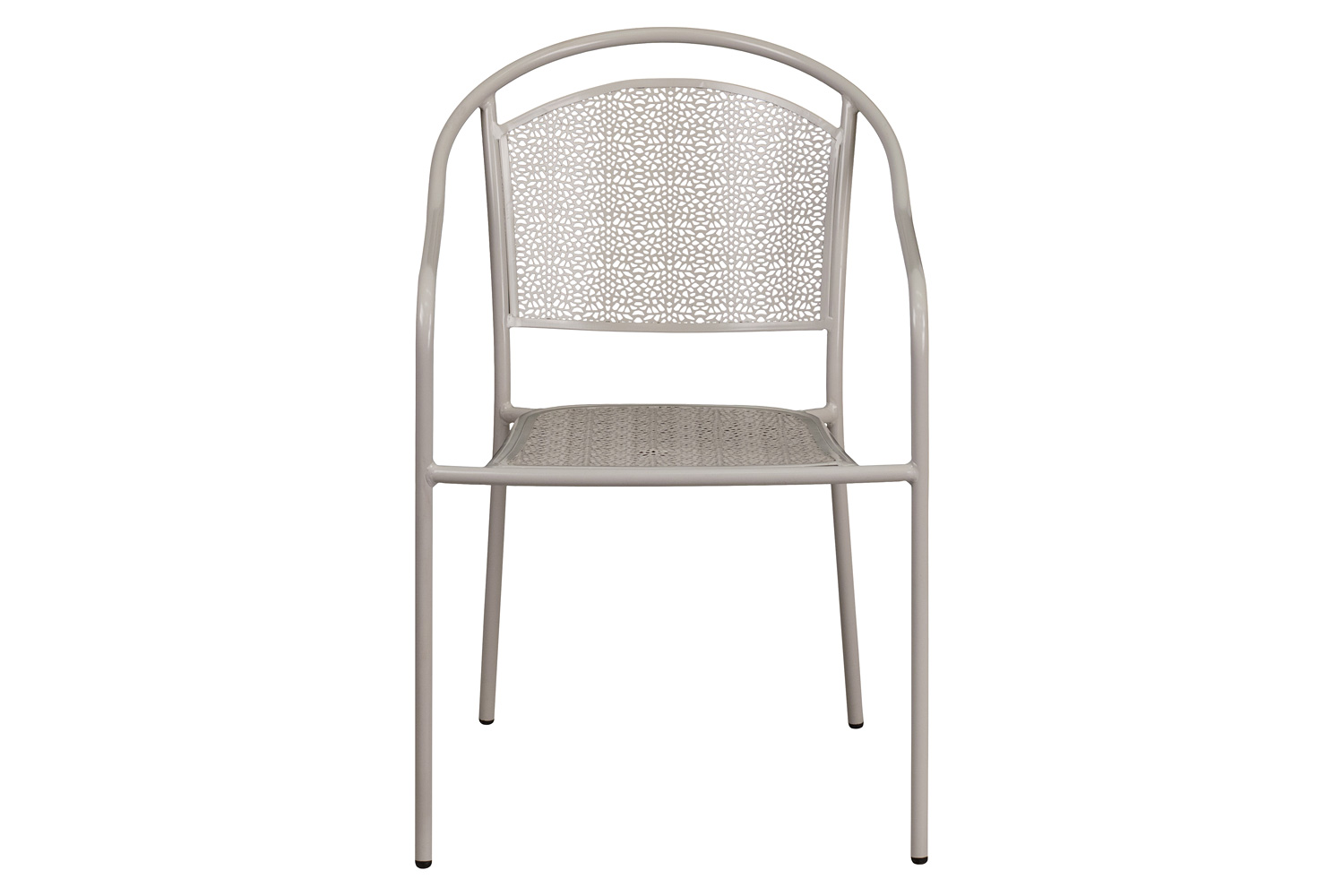 BLNK Oia Commercial Steel Indoor-Outdoor Patio Arm Chair with Round Back - Light Gray