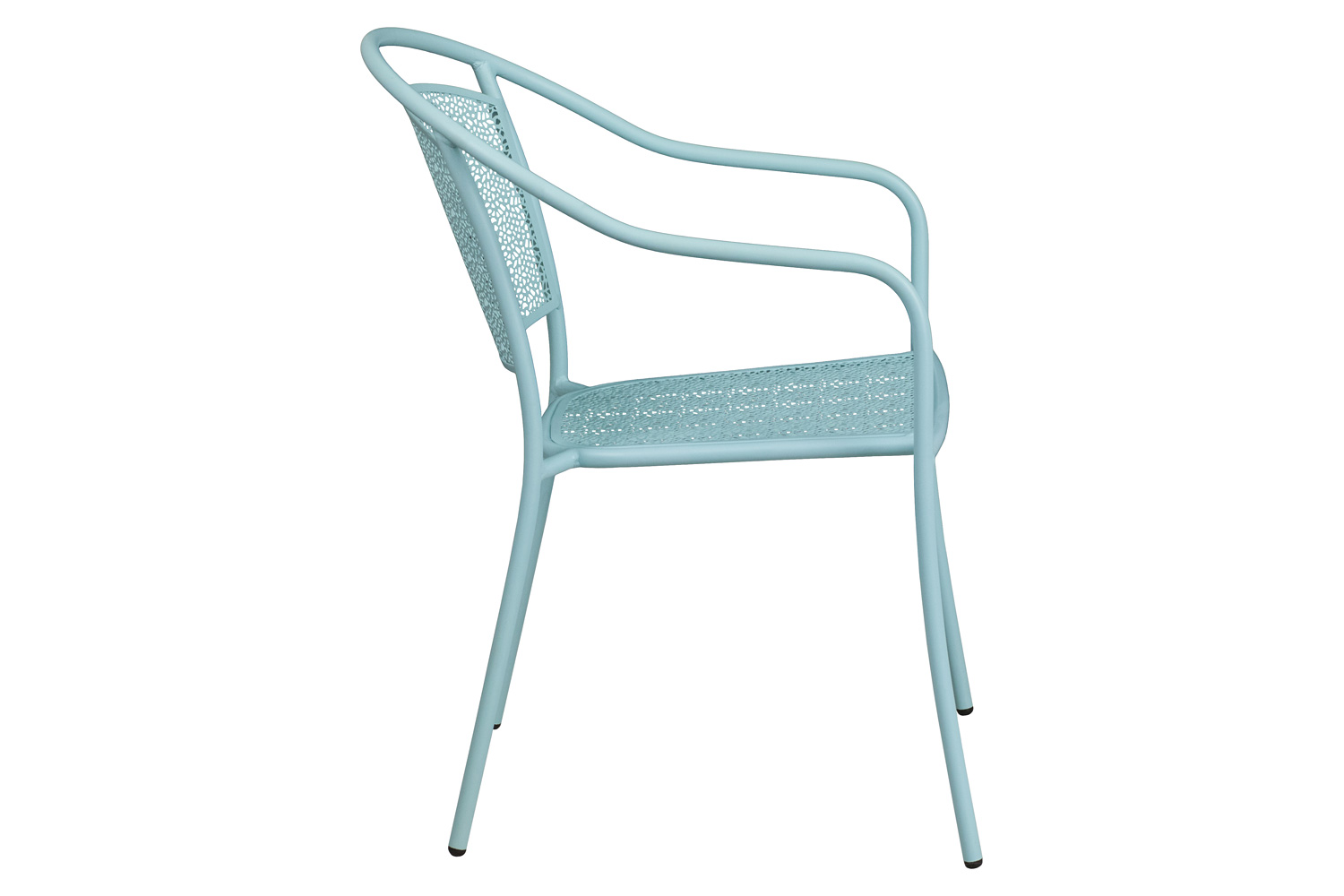 BLNK Oia Commercial Steel Indoor-Outdoor Patio Arm Chair with Round Back - Sky Blue