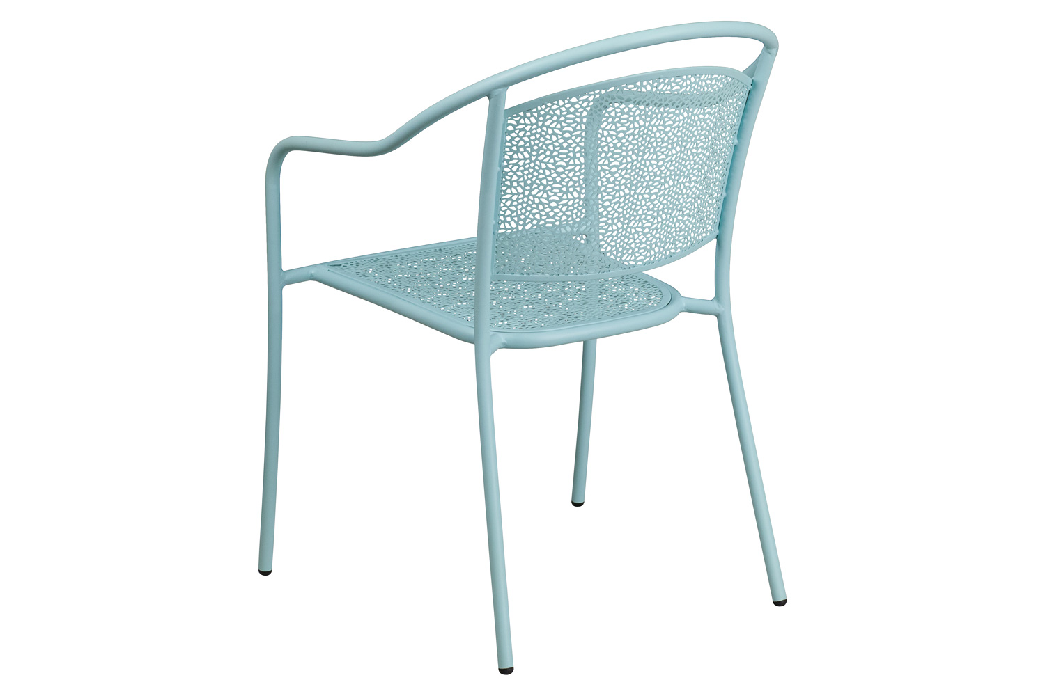 BLNK Oia Commercial Steel Indoor-Outdoor Patio Arm Chair with Round Back - Sky Blue