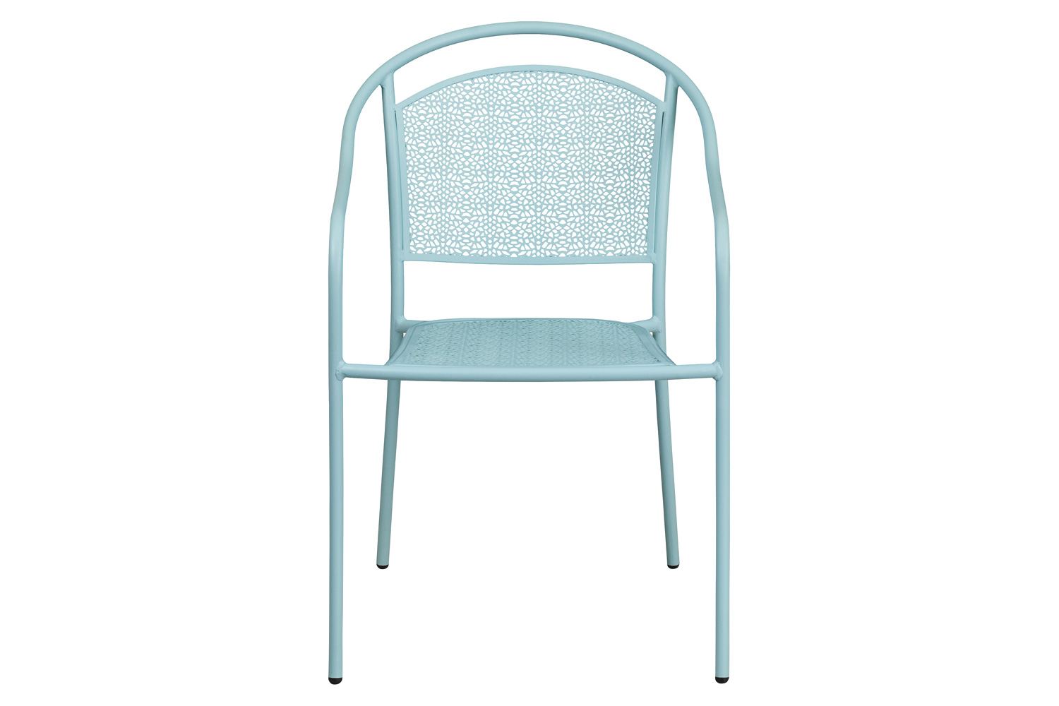 BLNK Oia Commercial Steel Indoor-Outdoor Patio Arm Chair with Round Back - Sky Blue