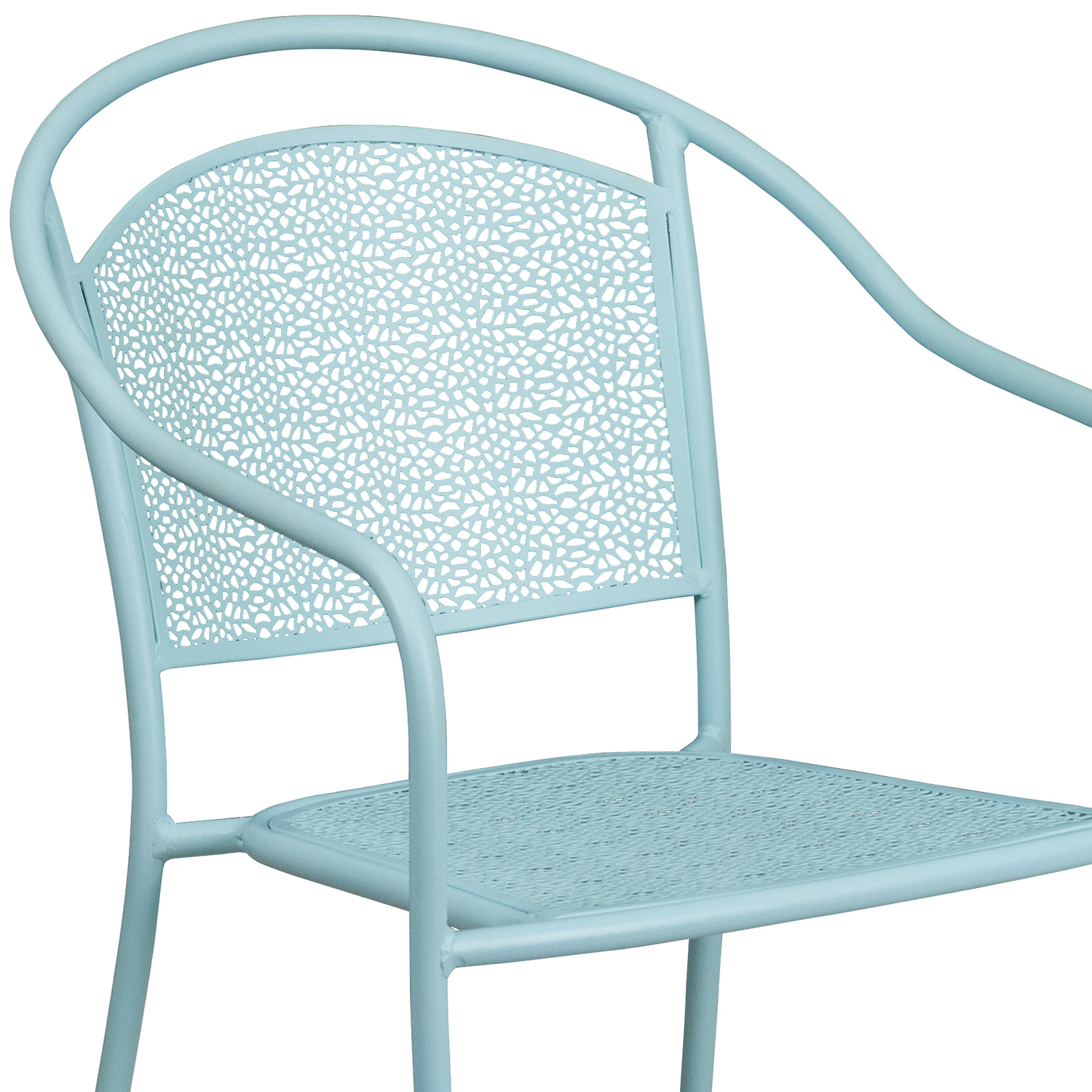 BLNK Oia Commercial Steel Indoor-Outdoor Patio Arm Chair with Round Back - Sky Blue