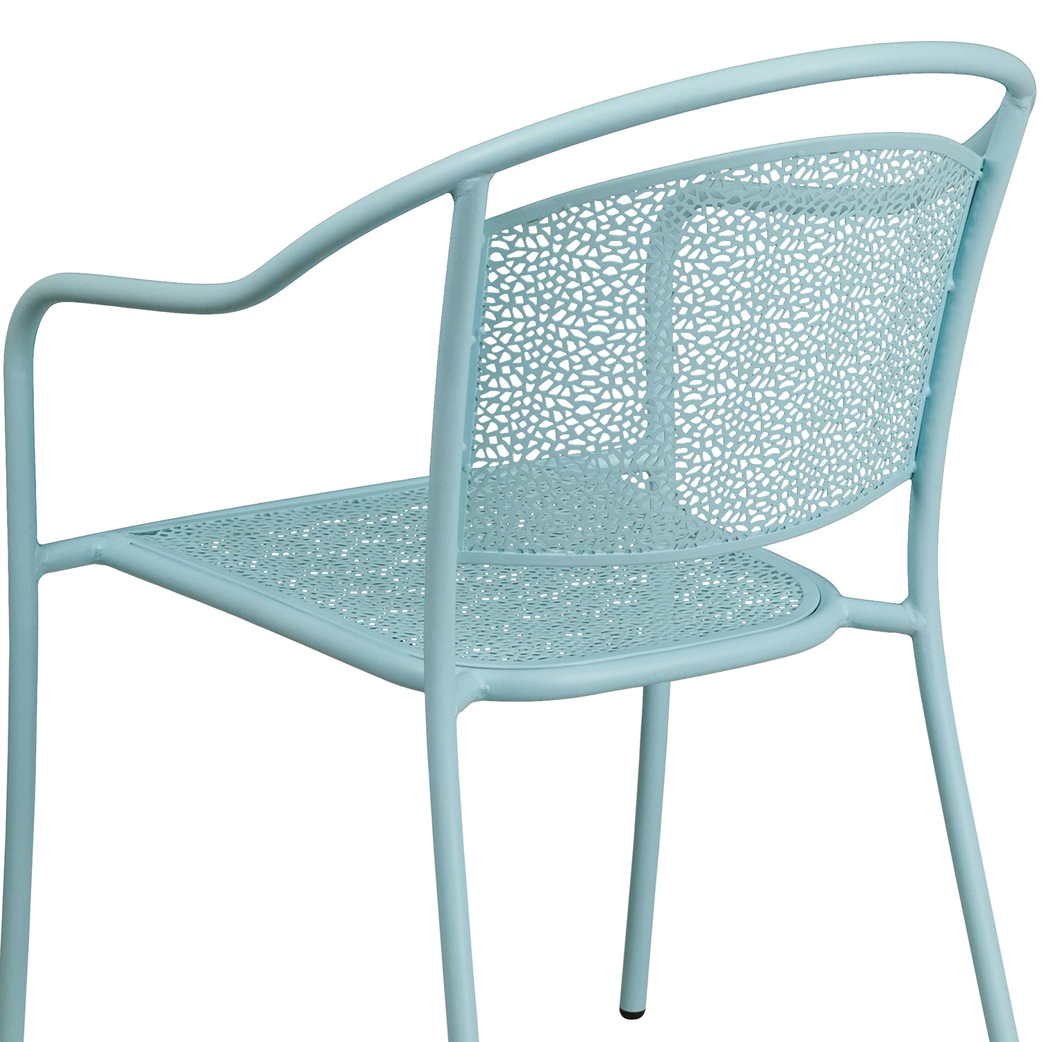 BLNK Oia Commercial Steel Indoor-Outdoor Patio Arm Chair with Round Back - Sky Blue