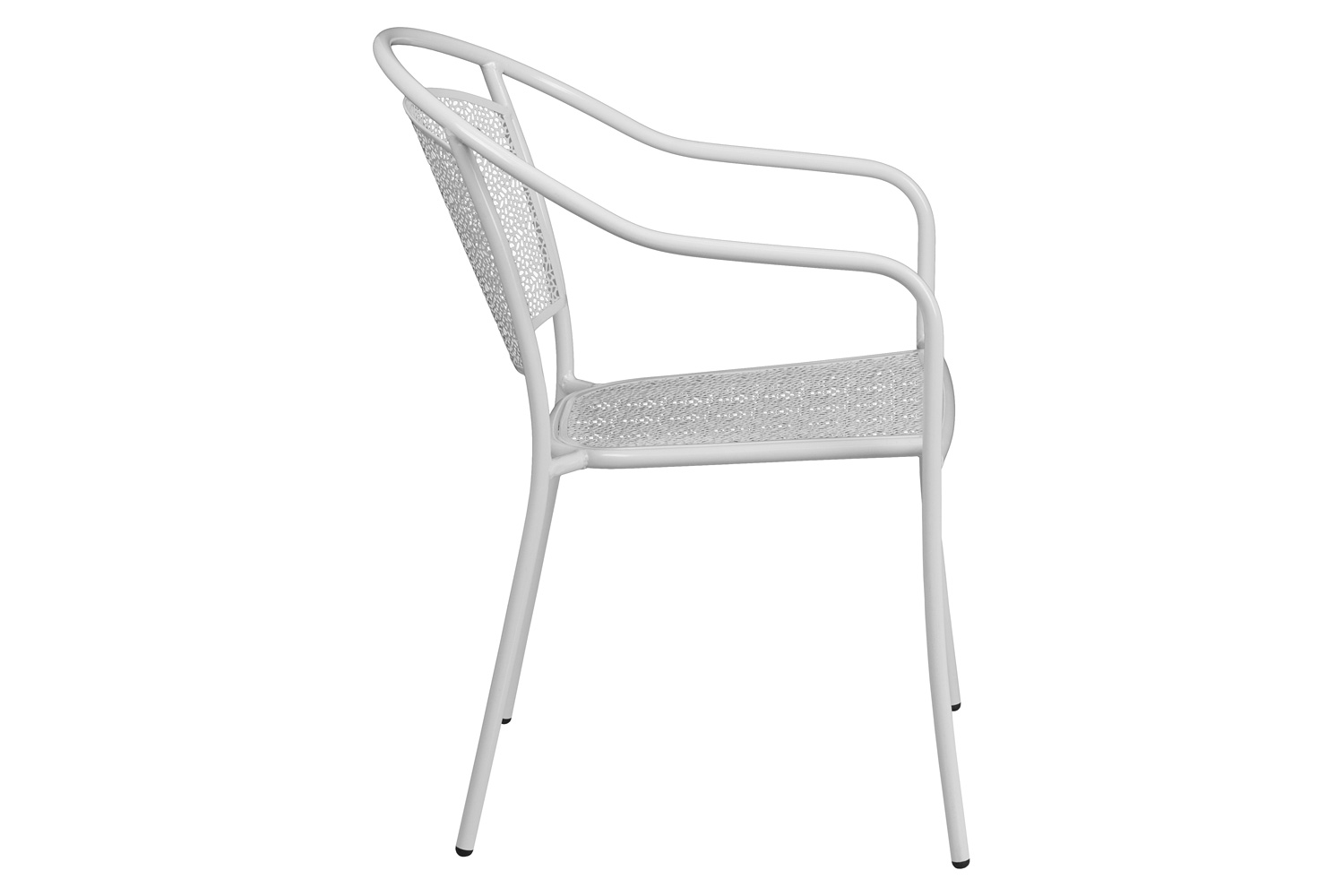 BLNK Oia Commercial Steel Indoor-Outdoor Patio Arm Chair with Round Back - White