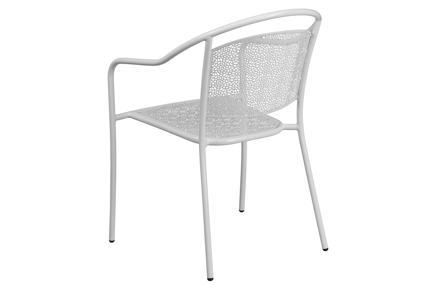 BLNK Oia Commercial Steel Indoor-Outdoor Patio Arm Chair with Round Back - White