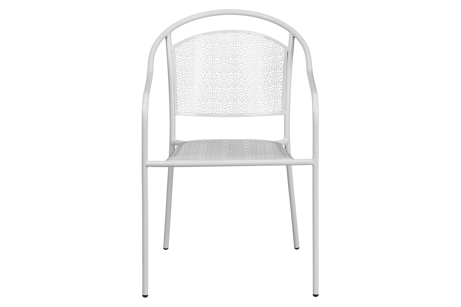 BLNK Oia Commercial Steel Indoor-Outdoor Patio Arm Chair with Round Back - White