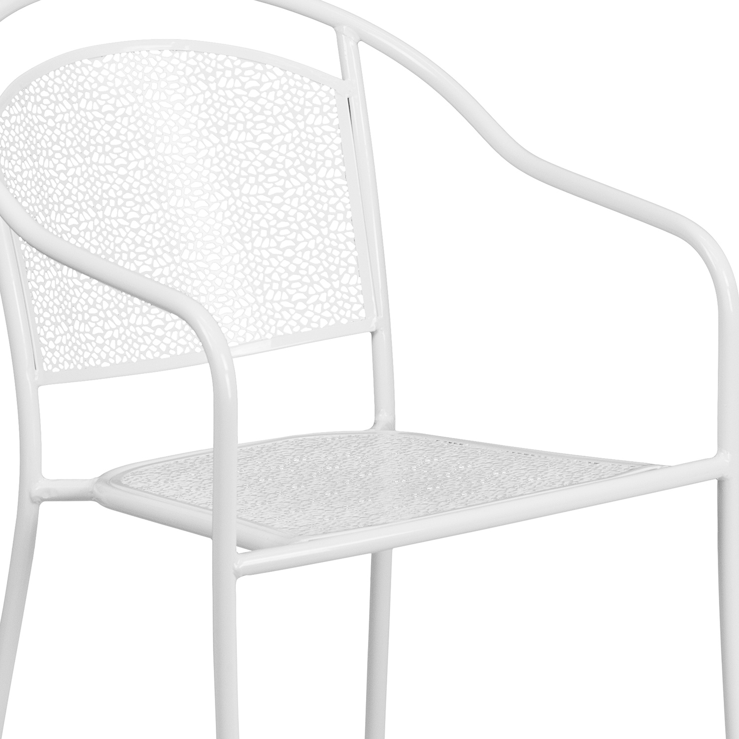 BLNK Oia Commercial Steel Indoor-Outdoor Patio Arm Chair with Round Back - White