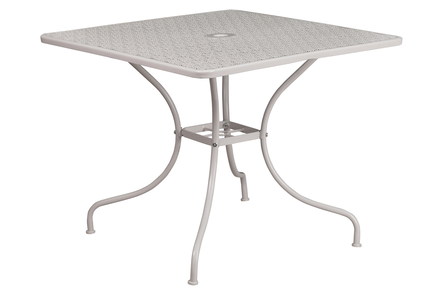 BLNK Oia Commercial Square Steel Indoor-Outdoor Patio Table Set with 2 Square Back Chairs - Light Gray, 35.5"W