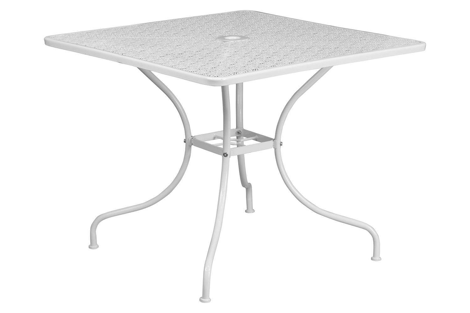 BLNK Oia Commercial Square Steel Indoor-Outdoor Patio Table Set with 2 Square Back Chairs - White, 35.5"W