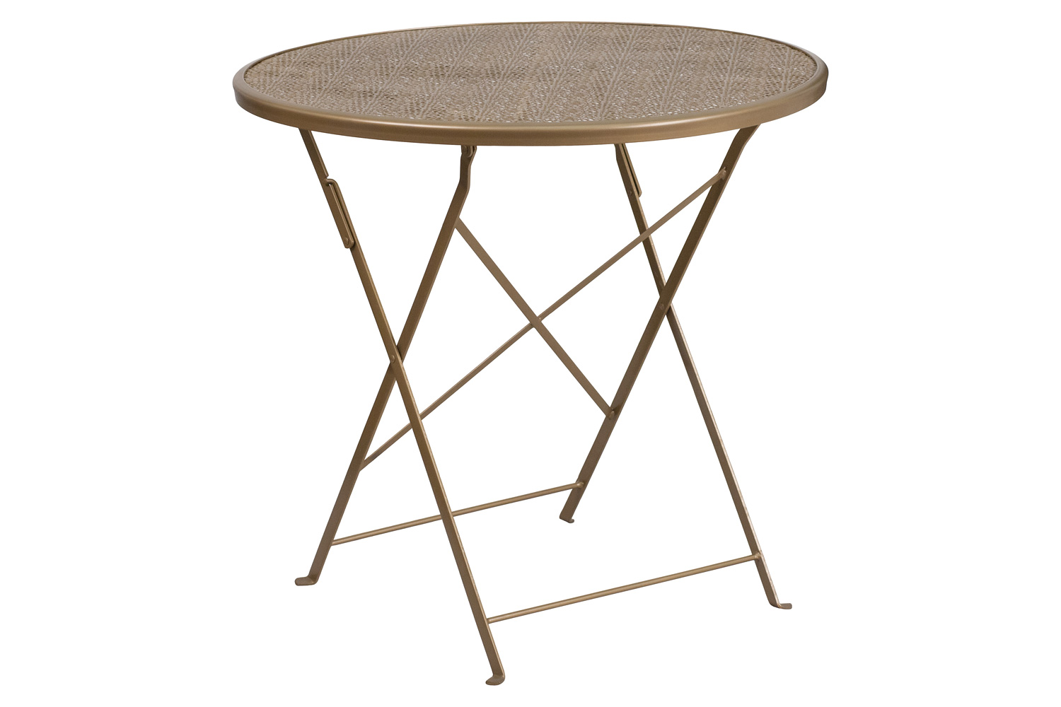 BLNK Oia Commercial Round Steel Indoor-Outdoor Folding Patio Table - Gold, 30"D