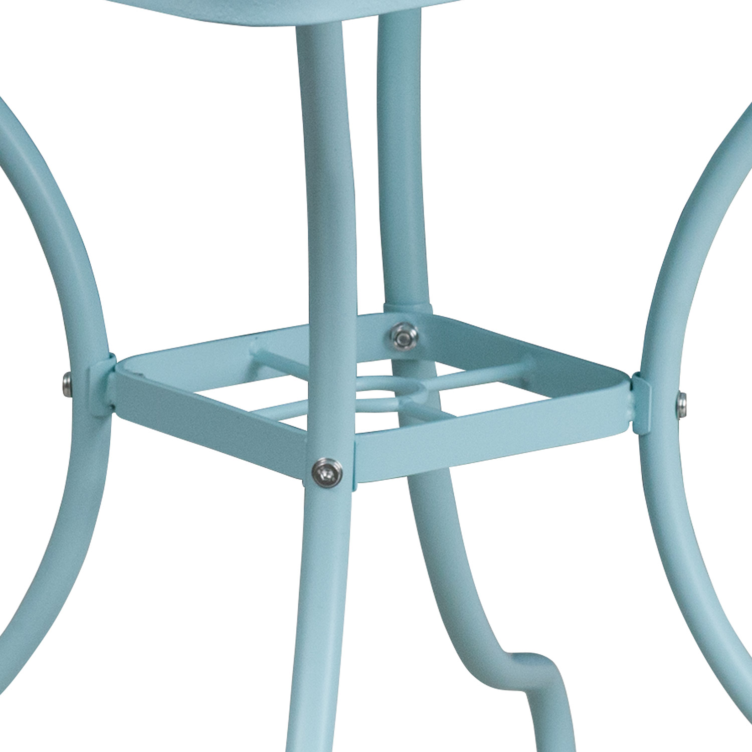 BLNK Oia Commercial Square Steel Indoor-Outdoor Patio Table with Umbrella Hole - Sky Blue