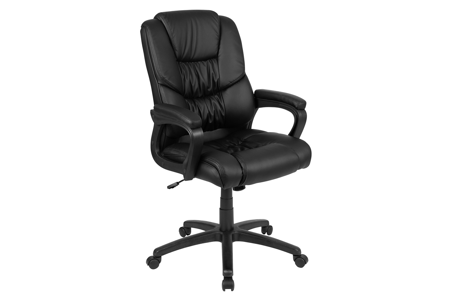 BLNK Flash Fundamentals LeatherSoft Swivel Office Chair with Padded Arms - Black