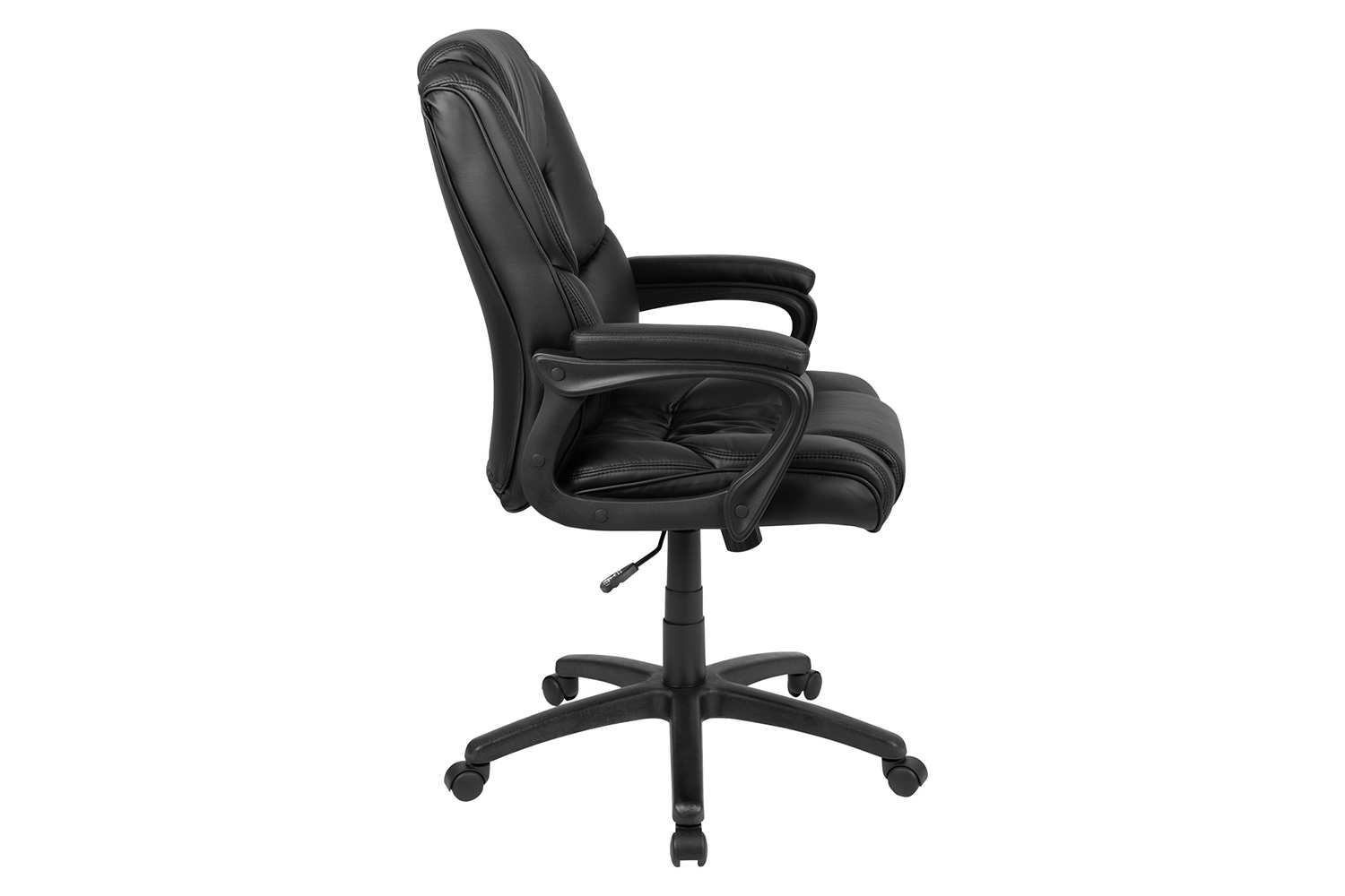 BLNK Flash Fundamentals LeatherSoft Swivel Office Chair with Padded Arms - Black