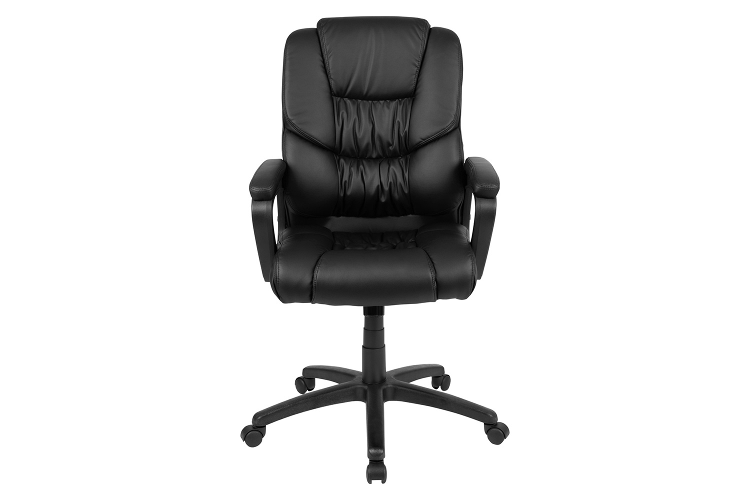 BLNK Flash Fundamentals LeatherSoft Swivel Office Chair with Padded Arms - Black