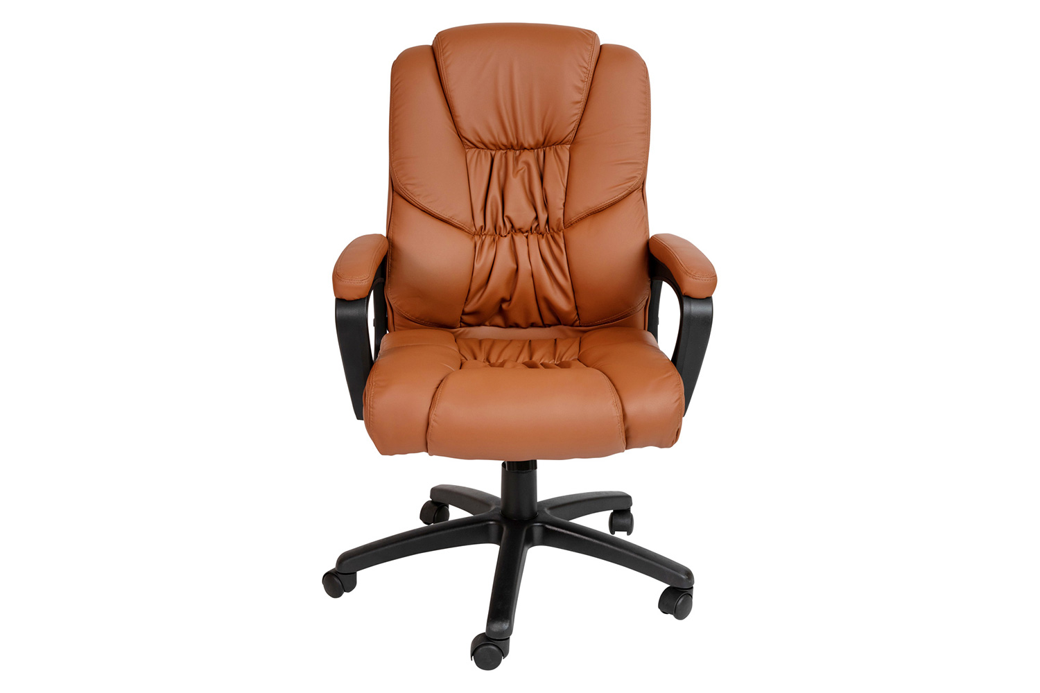 BLNK Flash Fundamentals LeatherSoft Swivel Office Chair with Padded Arms - Brown